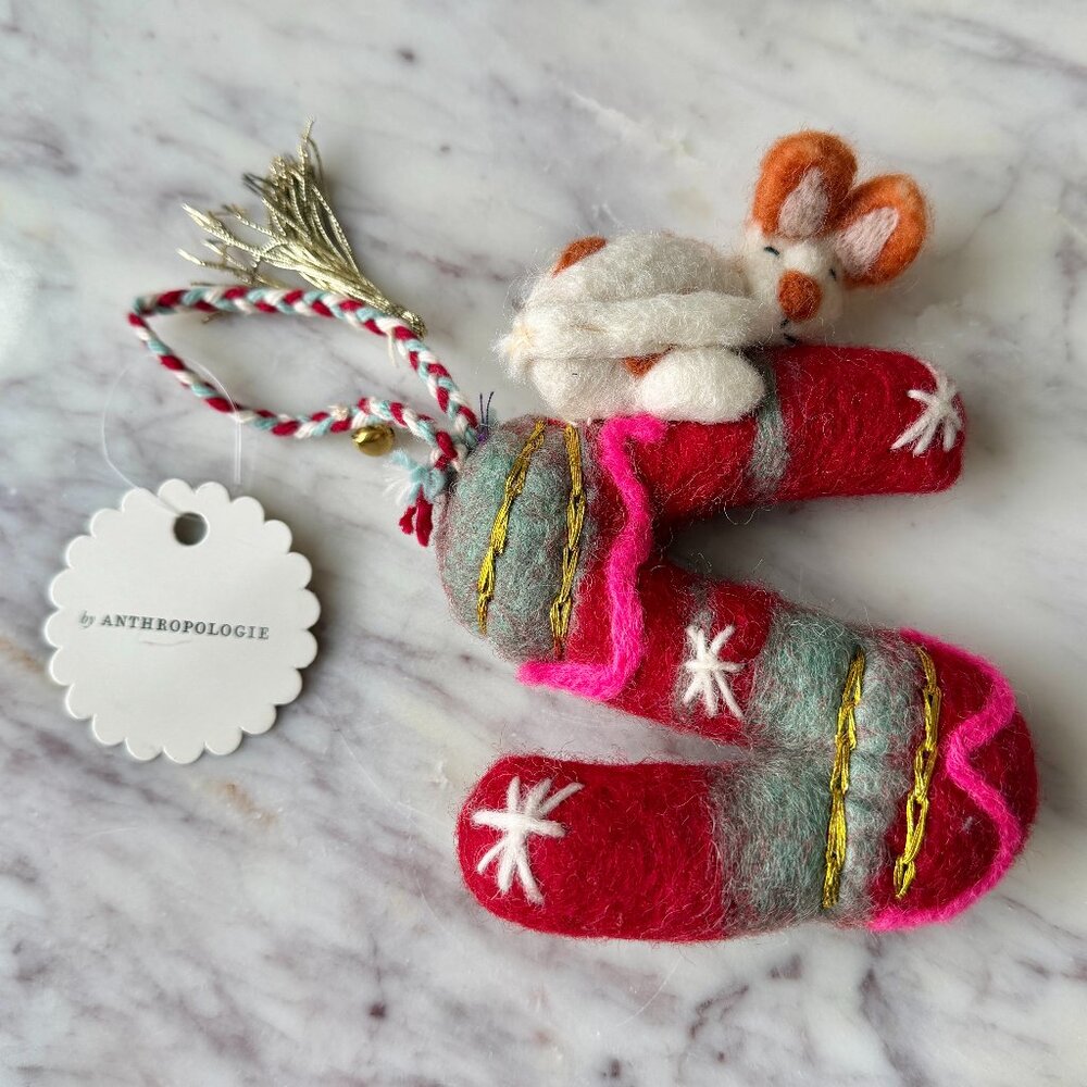🐶 ANTHROPOLOGIE S Monogram Forest Friends Felt Christmas Ornament Dog